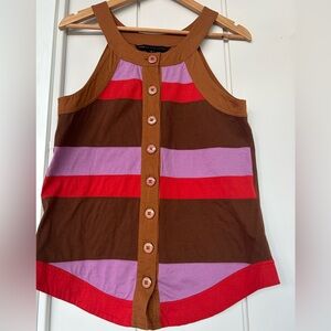 Marc By Marc Jacobs Brown, Red, and Purple Striped Tank Top